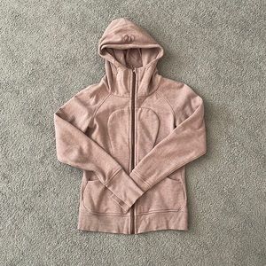 Lululemon scuba full zip hoodie, size 4, rose gold details